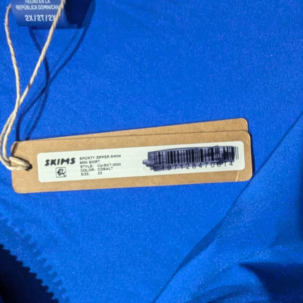 Skims Sporty Zipper Swim Mini Skirt Cover Up Cobalt Blue Size 2X NWT! Beach